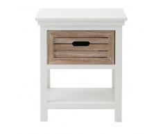 Comodino bianco in legno con cassetto L 40 cm Ouessant