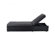 Lettino prendisole nero in resina intrecciata L 209 cm Antibes