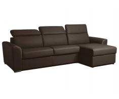 Divano ad angolo IMOLA in pelle cioccolato sistema RAPIDO RENATONISI rete a doghe 120 cm materasso 18 cm