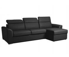 Divano ad angolo IMOLA in pelle nero sistema RAPIDO RENATONISI rete a doghe 120 cm materasso 18 cm