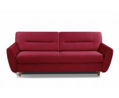 COPENHAGUE divano in pelle riciclata rosso sistema letto RAPIDO 120cm materasso 15cm