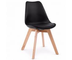 OSLO Sedia nera stile scandinavo con gambe in faggio naturale
