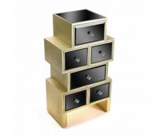 VARESE Cassettone in vetro nero con 6 cassetti design oro