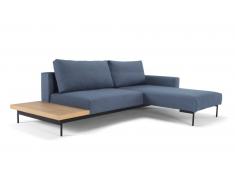 INNOVATION Divano angolo letto BRAGI blu indaco 200*140 cm tavoletta integrata