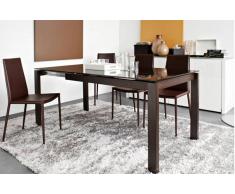 BARON di CALLIGARIS Tavolo allungabile 130x85 in vetro caffè e gambe wengé