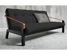 POETRY divano letto 3/4 posti nero con materasso futon grafite 130*190cm