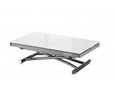JUMP tavolino trasformabile con piano in vetro bianco