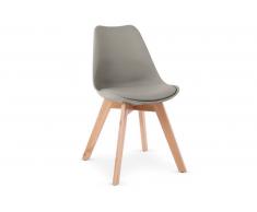 OSLO Sedia grigia stile scandinavo con gambe in faggio naturale