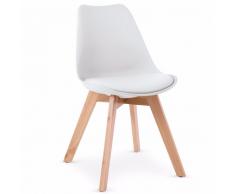 OSLO Sedia bianca stile scandinavo con gambe in faggio naturale