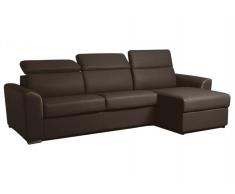Divano ad angolo IMOLA in pelle cioccolato sistema RAPIDO RENATONISI rete a doghe 140 cm materasso 18 cm
