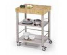 Forniture ristorazione - Carrello da cucina - mod. 693700 auxilium - in acciaio inox - piano da lavoro in carpino bianco tassellato - semplice senza cassetto