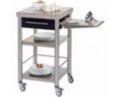 Forniture ristorazione - Carrello da cucina - mod. 689501 auxilium - in acciaio inox - coperture in corian nero - con n.1 cassetto