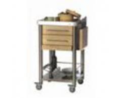 Forniture ristorazione - Carrello da cucina - mod. 691502 auxilium - in acciaio inox - piano da lavoro in acciaio inox e coperture in carpino bianco - con n.2 cassetti