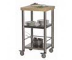 Forniture ristorazione - Carrello da cucina - mod. 692500 auxilium - in acciaio inox - piano da lavoro in carpino bianco listellare - semplice senza cassetto