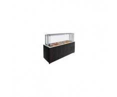 Forniture ristorazione - Espositore buffet con piano neutro - mod. venezia servito ne - struttura in legno - top in agglomerato di quarzo ad alta purezza - vetrina in cristallo temperato infrangibile - norma ce potenza w 12 - alimentazione monofase - dim