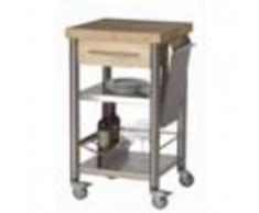 Forniture ristorazione - Carrello da cucina - mod. 692501 auxilium - in acciaio inox - piano da lavoro e coperture in carpino bianco listellare - con n.1 cassetto
