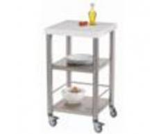 Forniture ristorazione - Carrello da cucina - mod. 690500 auxilium - in acciaio inox - piano da lavoro in corian bianco - semplice senza cassetto
