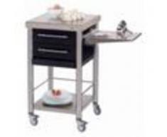 Forniture ristorazione - Carrello da cucina - mod. 689502 auxilium - in acciaio inox - coperture in corian nero - con n 2 cassetti