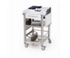 Forniture ristorazione - Carrello da cucina - mod. 690501 auxilium - in acciaio inox - piano da lavoro e coperture in corian bianco - con n.1 cassetto