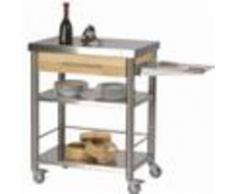 Forniture ristorazione - Carrello da cucina - mod. 691701 auxilium - in acciaio inox - piano da lavoro in acciaio inox e coperture in carpino bianco - con n.1 cassetto