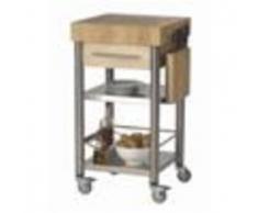 Forniture ristorazione - Carrello da cucina - mod. 693501 auxilium - in acciaio inox - piano di lavoro tassellato e coperture listellari in carpino bianco - con n.1 cassetto