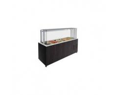 Forniture ristorazione - Espositore buffet con piano refrigerato in agglomerato - mod. venezia servito qprf - struttura in legno - top e piano in agglomerato di quarzo ad alta purezza - vetrina in cristallo temperato infrangibile - refrigerazione statica