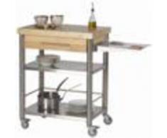 Forniture ristorazione - Carrello da cucina - mod. 692701 auxilium - in acciaio inox - piano da lavoro e coperture in carpino bianco listellare - con n.1 cassetto