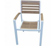 Evergreen Poltrona struttura alluminio bianca polywood teak 48794