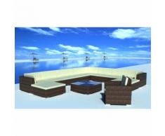 vidaXL Set 35 pz seduta da giardino mobile polirattan marrone