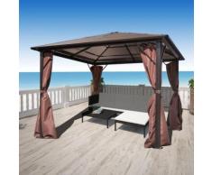 Gazebo con tenda marrone in alluminio 300 x 300 cm impermeabile - VIDAXL
