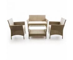 Set Salotto Da Giardino Divano Tavolo E 2 Poltrone In Polyrattan Tortora EcrA¹ Bertozzi Caprera