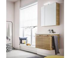 Mobile da bagno sospeso a due ante da cm 70x45 con specchio contenitore e faretto led : Finitura