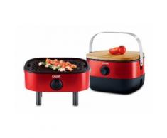Mini Barbecue Portatile a Gas 2.5Kw Bruciatore Inox Griglia Coperchio Legno - GARDEN