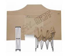 Gazebo Pieghevole 3x4,5 BEIGE RAY BOT + 4 Teli Laterali PVC 350g