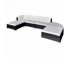 vidaXL Set da salotto in polirattan nero mobili per giardino 16 pz