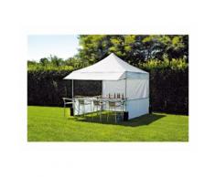 GAZEBO MERCATO QUADRATO 3x3m IN POLIESTERE BIANCO CON TRALICCIO CENTRALE E STRUTTURA IN ALLUMINIO