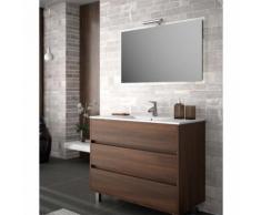 MOBILE ACACIA CON LAVABO SPECCHIO E LAMPADA ALOGENA CERNIERE SOFT CLOSE Cm 101 X 46 X 83 - GARAM