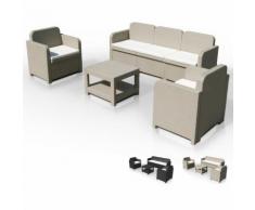 Salotto giardino Grand Soleil POSITANO rattan divano tavolino poltrone 5 posti per esterni Juta