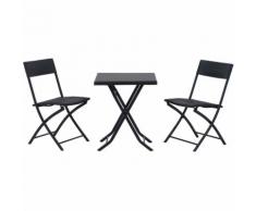 Outsunny Set Mobili da Giardino in PE Rattan Tavolino con 2 Sedie, nero