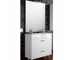 MOBILE BIANCO CON LAVABO, SPECCHIO E LAMPADA ALOGENA CERNIERE SOFT CLOSE Cm 81 X 36 X 83 - GARAM