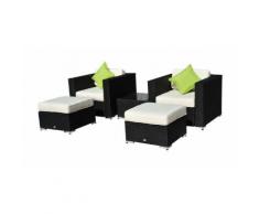 Set mobili da giardino in polyrattan 13 pezzi, nero - OUTSUNNY