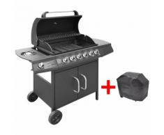 vidaXL Barbecue a gas 6+1 fornelli nero
