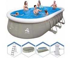 Jilong Piscina ovale fuori terra struttura 610x360x122cm + scala pompa teli 17023EU