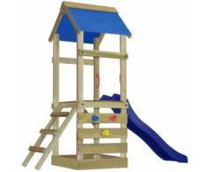 vidaXL Casetta giocattolo in legno con scala e scivolo 260x90x245 cm