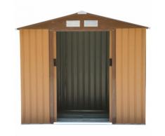 Outsunny Cabina Casetta da Giardino Porta Utensili in Lamiera di Acciaio, 213x127x185cm