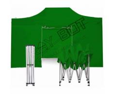 Gazebo Pieghevole 3x4,5 VERDE RAY BOT + 4 Teli Laterali PVC 350g