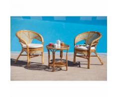 TAVOLINO "HAVANA" IN RATTAN C/VETRO