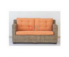 DIVANO DA GIARDINO IN KUBU TRENDY esterno COMPLETO DI CUSCINO ARANCIO - DFL