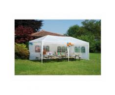 GAZEBO PARTY RETTANGOLARE 3x6m IN TELO PLASTIFICATO BIANCO CON STRUTTURA IN FERRO - CASA ABC