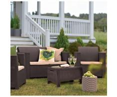 SET DUET GIARDINO SALOTTINO KEER RESINA RATTAN DIVANO 2 PT 2 POLTRONE TAVOLINO - PALLANTE